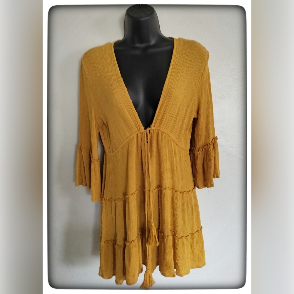 Blue Island Mustard Yellow Swim Cover Up Sz S
